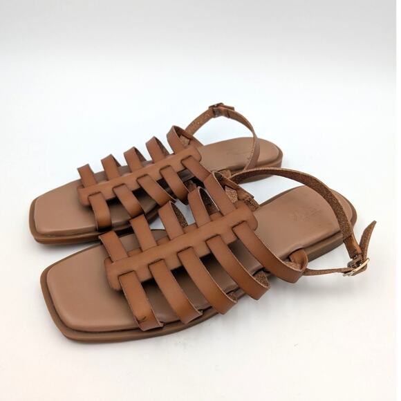 Nordstrom Rack Hugo Flat Sandal Slingback Women’s Leather Brown Size US7M - Picture 1 of 9